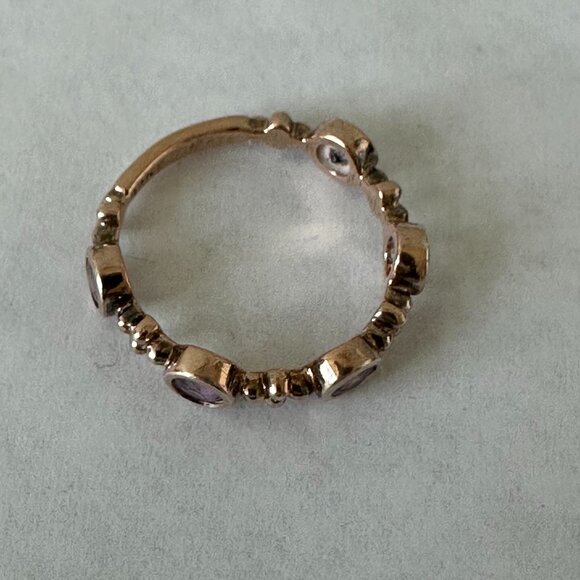 Rose Gold Tone Amethyst Ring Tiara Stackable Band 925 Sterling Silver Size 5 - Picture 2 of 5